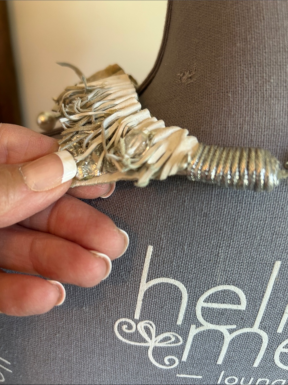 Handcrafted Ivory Statement Necklace with Crystal and Pearl Accents - Picture 11 of 16